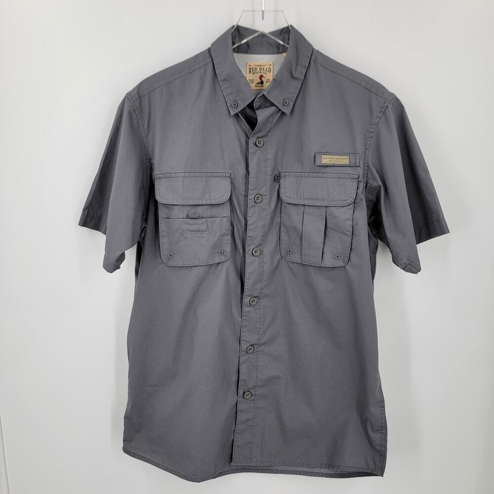 Red Head Shirt Mens Medium Gray Vented Outdoor Fishing Hiking